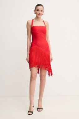 Šaty Herve Leger Josephine červená farba, mini, priliehavá, FRI8513807