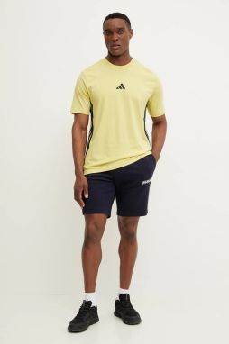 Bavlnené tričko adidas Essentials pánske, žltá farba, s nášivkou, JE6387