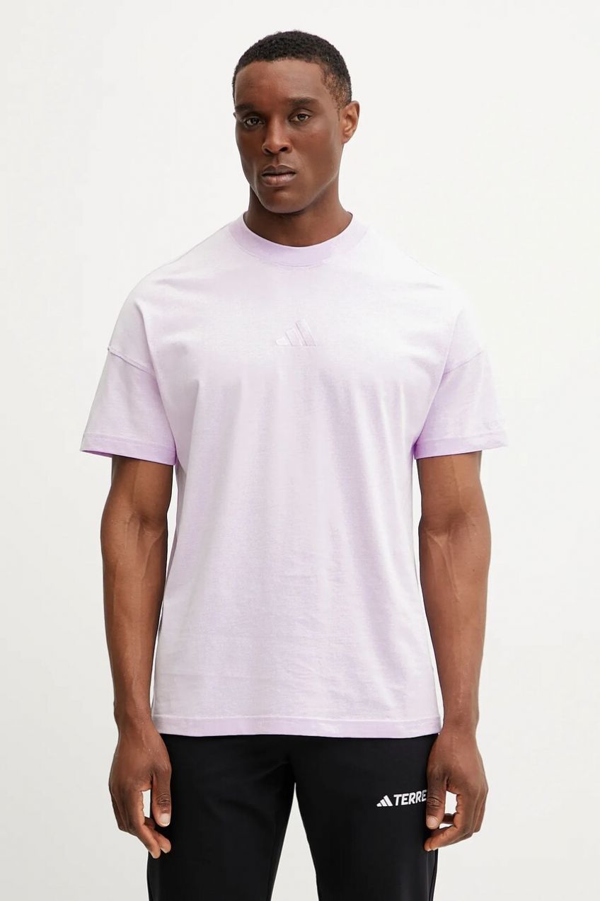 Bavlnené tričko adidas ALL SZN pánske, fialová farba, s nášivkou, JI6400