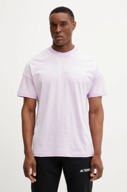 Bavlnené tričko adidas ALL SZN pánske, fialová farba, s nášivkou, JI6400