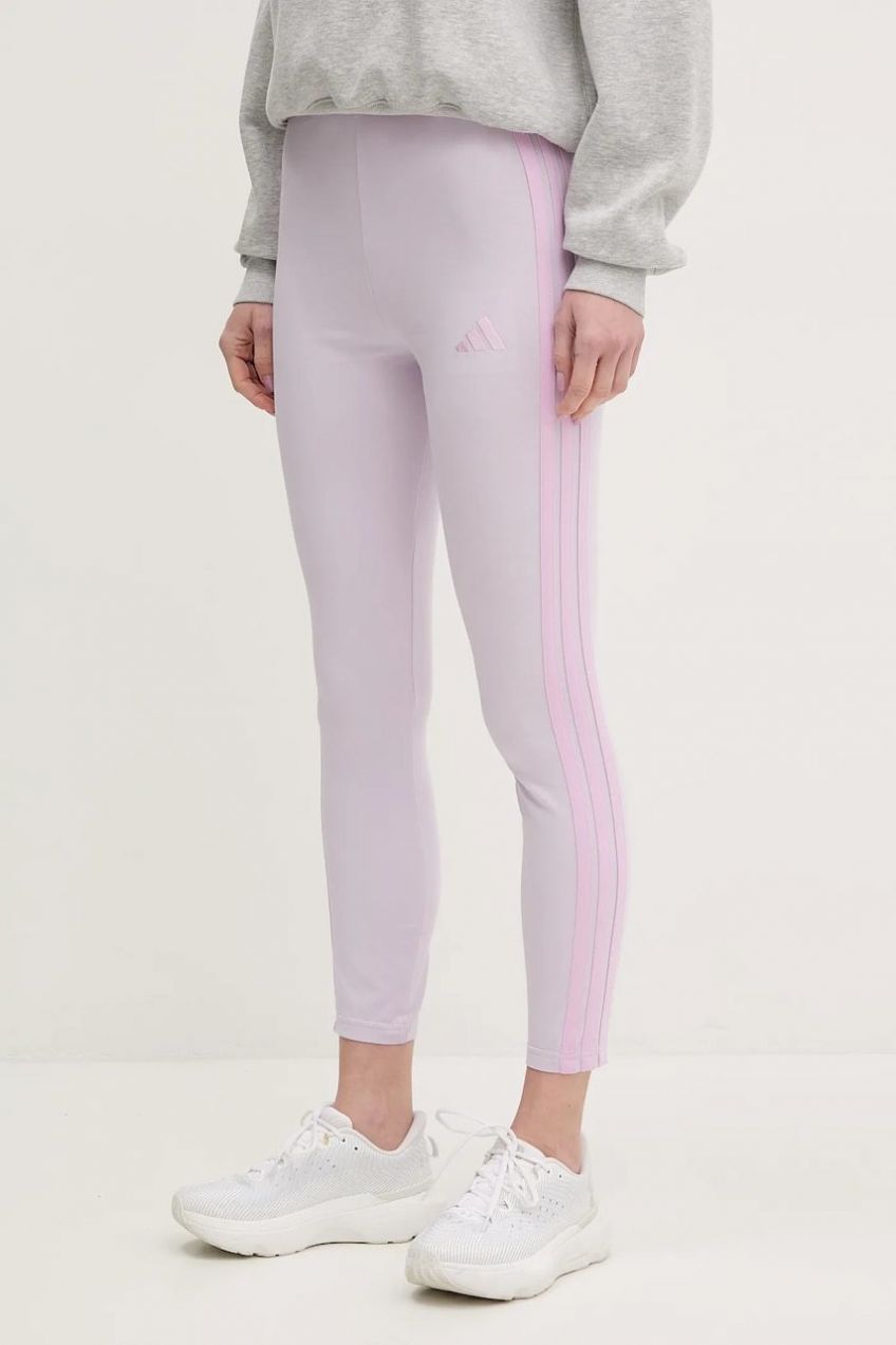 Legíny adidas Essentials dámske, fialová farba, s nášivkou, JE0077