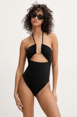 Jednodielne plavky Calvin Klein čierna farba, jemne vystužený košík, KW0KW02813
