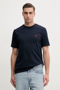 Bavlnené tričko Tommy Hilfiger pánske, tmavomodrá farba, s nášivkou, MW0MW39256