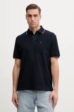 Bavlnené polo tričko Tommy Hilfiger pánske, tmavomodrá farba, jednofarebné, MW0MW38457