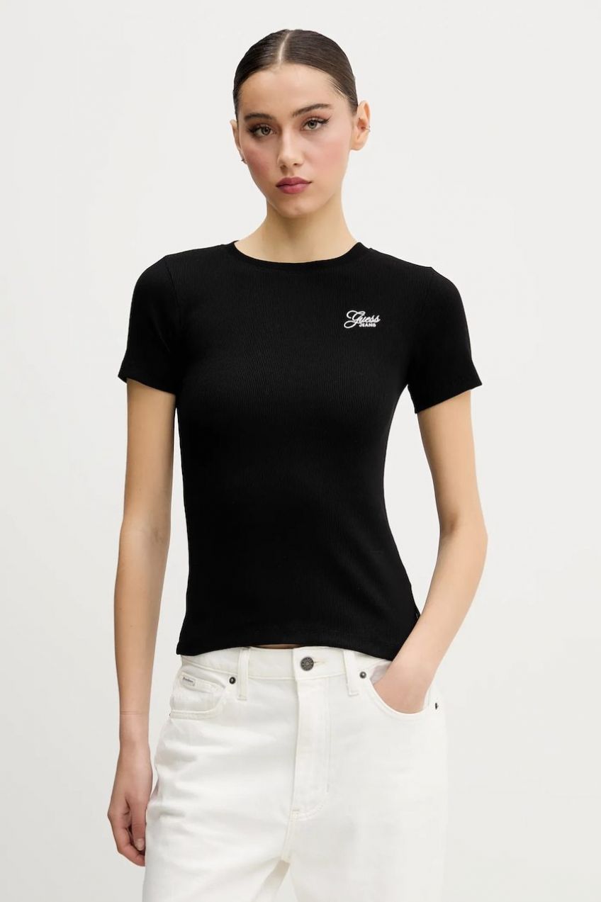 Tričko Guess Jeans dámske, čierna farba, W5GP62 KA0H1