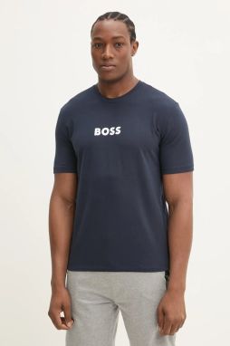 Tričko BOSS pánske, tmavomodrá farba, s potlačou, 50540593