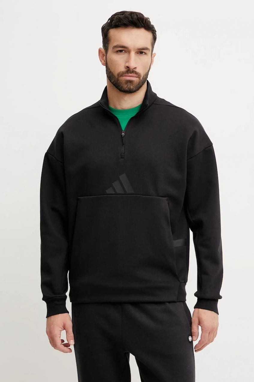 Mikina adidas Z.N.E. pánska, čierna farba, jednofarebná, JC5484