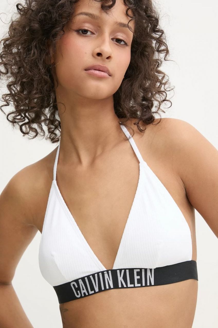 Plavková podprsenka Calvin Klein biela farba, jemne vystužený košík, KW0KW02750