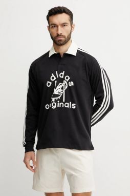 Tričko s dlhým rukávom adidas Originals RUGBY čierna farba, s potlačou, JD1091
