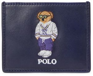 Kožené puzdro na karty Polo Ralph Lauren pánske, tmavomodrá farba, 405962467
