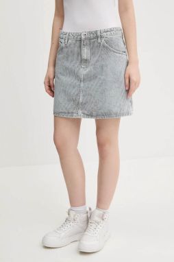 Rifľová sukňa Hugo Blue mini, áčkový strih, 50537444