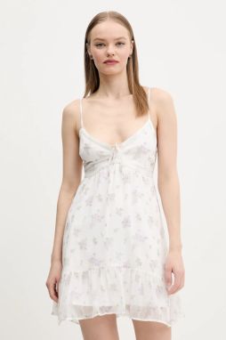 Šaty Hollister Co. biela farba, mini, áčkový strih, KI359-5096