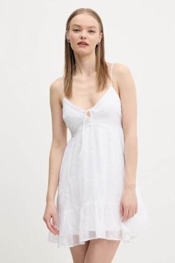 Šaty Hollister Co. biela farba, mini, áčkový strih, KI359-5020
