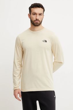 Tričko s dlhým rukávom The North Face Simple Dome béžová farba, s potlačou, NF0A87QN3X41