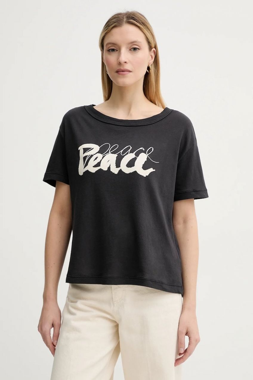 Bavlnené tričko Marc O'Polo dámske, čierna farba, 503226851069