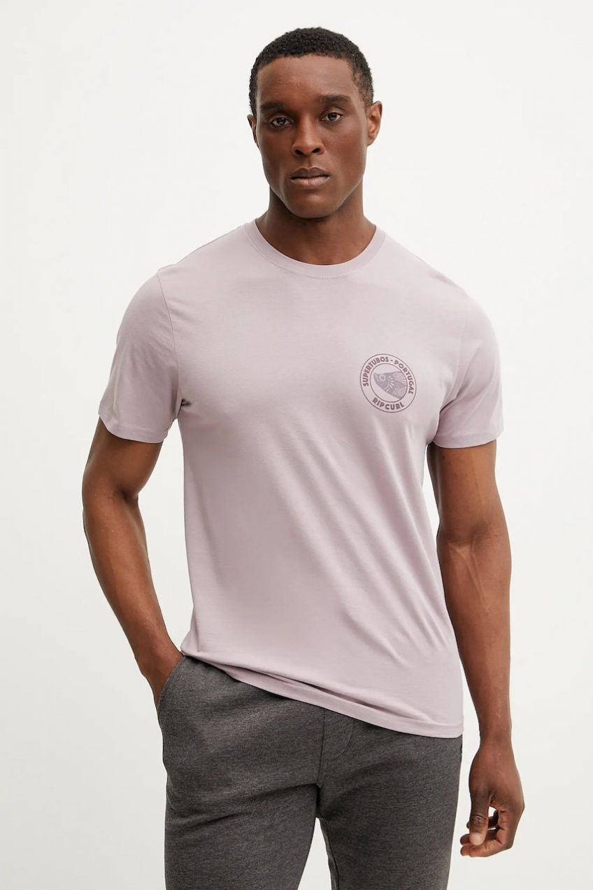 Bavlnené tričko Rip Curl DESTI ANIMALS pánske, ružová farba, s potlačou, 0OHMTE