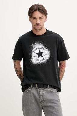 Bavlnené tričko Converse pánske, čierna farba, s potlačou, 10027998-A02