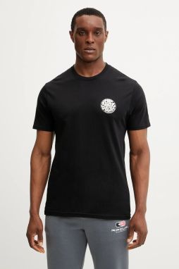 Bavlnené tričko Rip Curl WETTIE ICON pánske, čierna farba, s potlačou, 0QAMTE