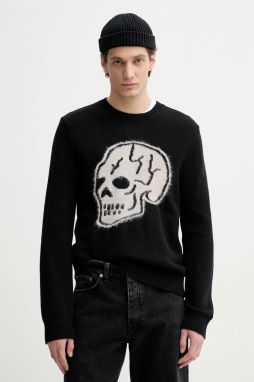 Sveter s prímesou vlny The Kooples pánsky, čierna farba, HPUL30003K