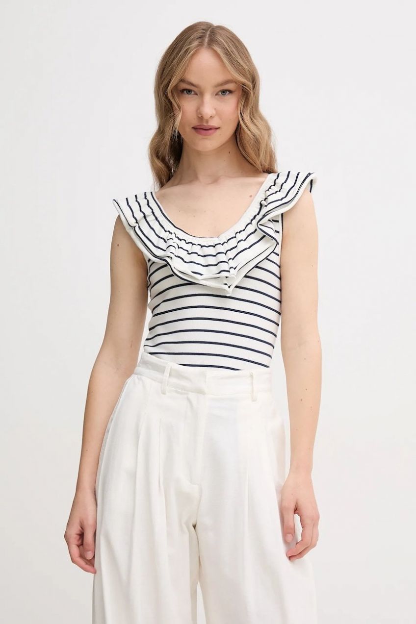 Top Pepe Jeans VALERY biela farba, holý chrbát, PL506017
