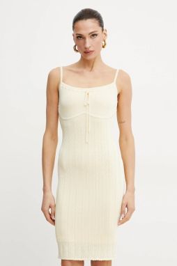 Šaty Guess REINA béžová farba, mini, priliehavá, W5GK67 Z3NX0