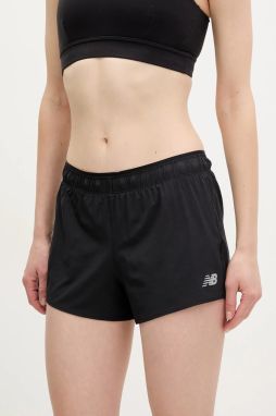 Bežecké šortky New Balance čierna farba, jednofarebné, stredne vysoký pás, WS41286BK