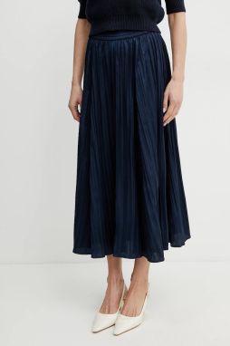 Sukňa MICHAEL Michael Kors tmavomodrá farba, midi, áčkový strih, MS570GDHCP