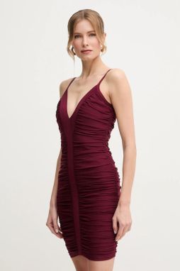 Šaty Herve Leger Andrea bordová farba, mini, priliehavá, RME8499595