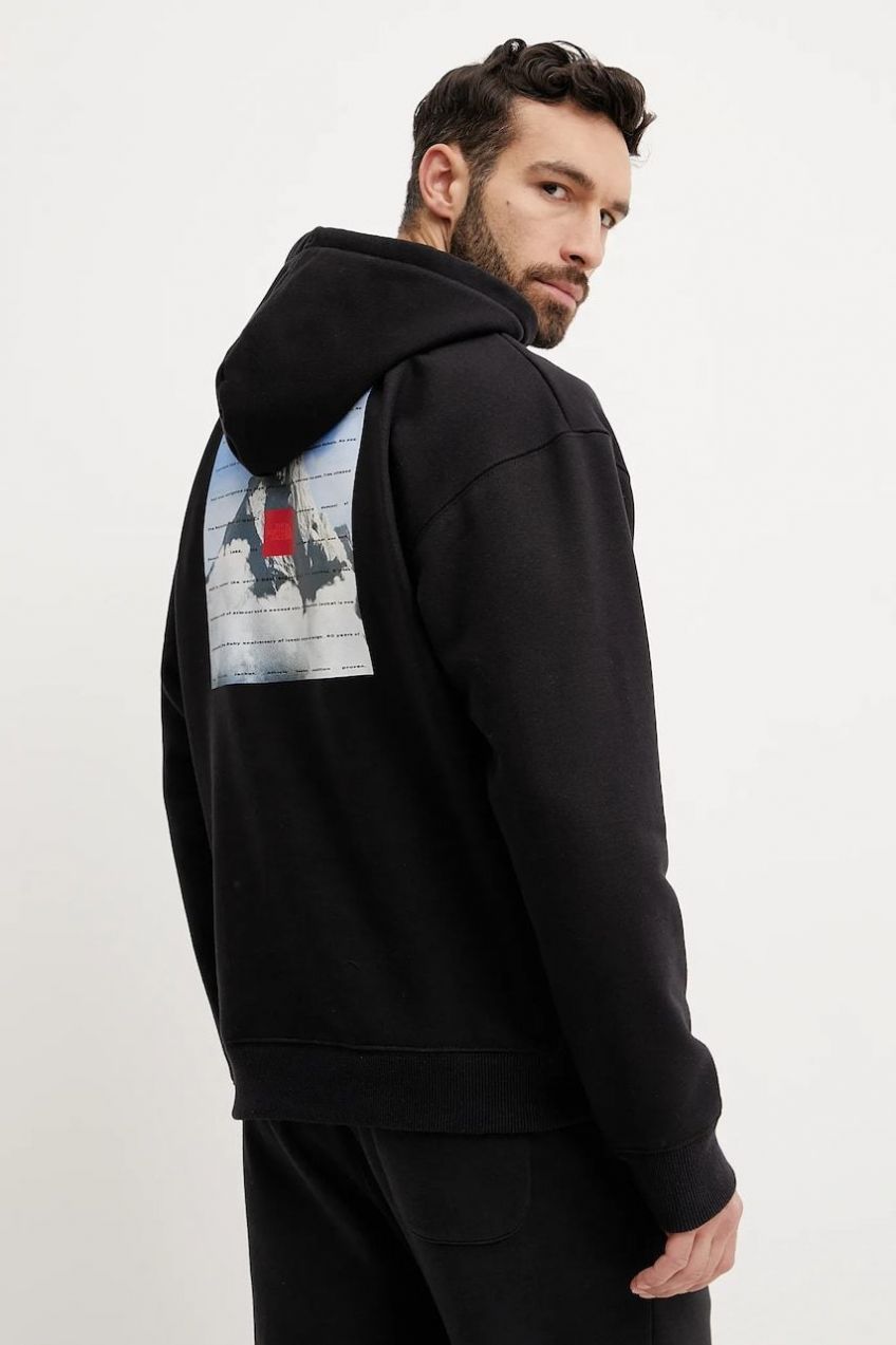 Mikina The North Face pánska, čierna farba, s kapucňou, s potlačou, NF0A8BXXJK31