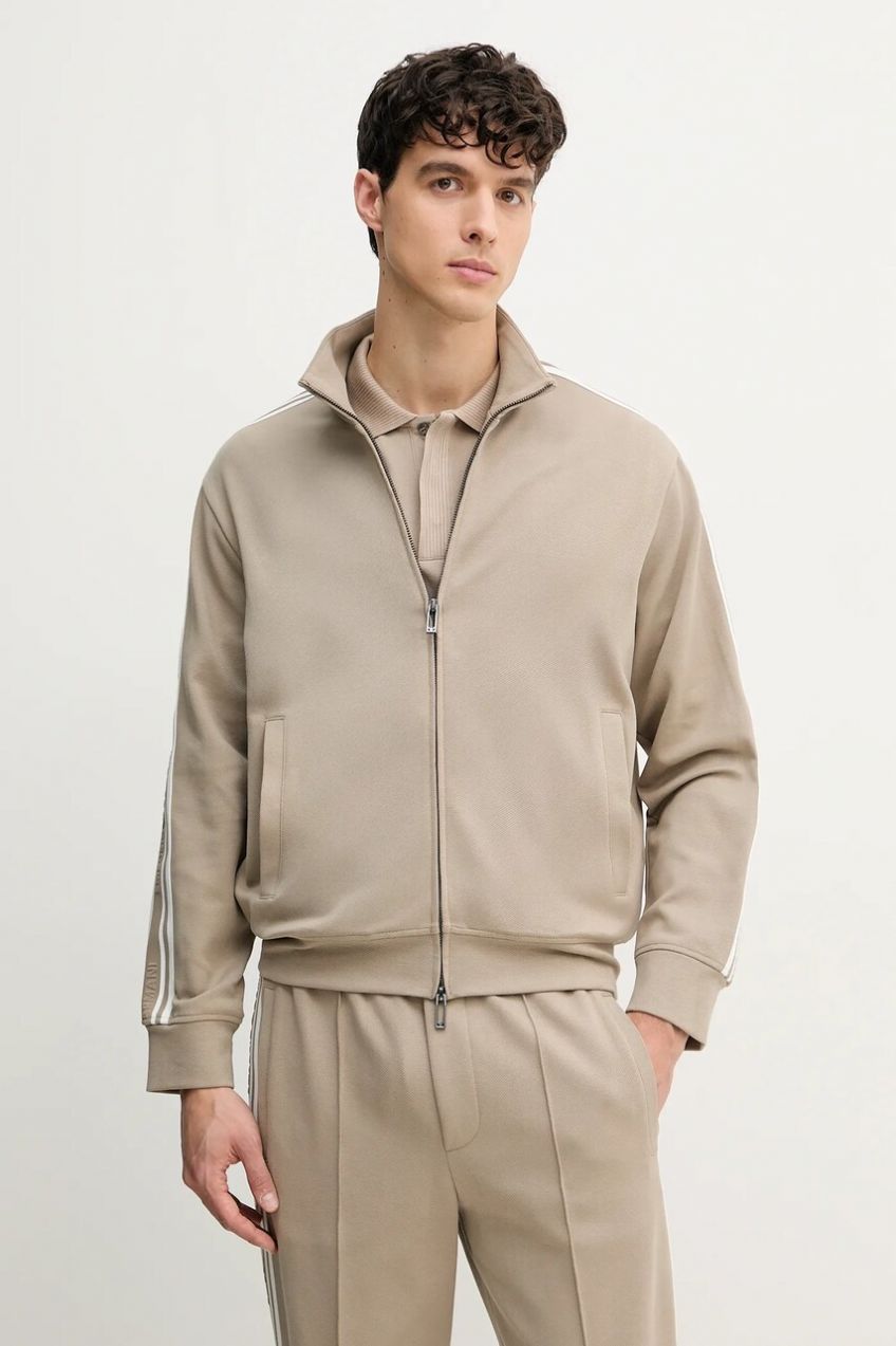 Mikina Emporio Armani pánska, béžová farba, jednofarebná, EM001110 AF13488
