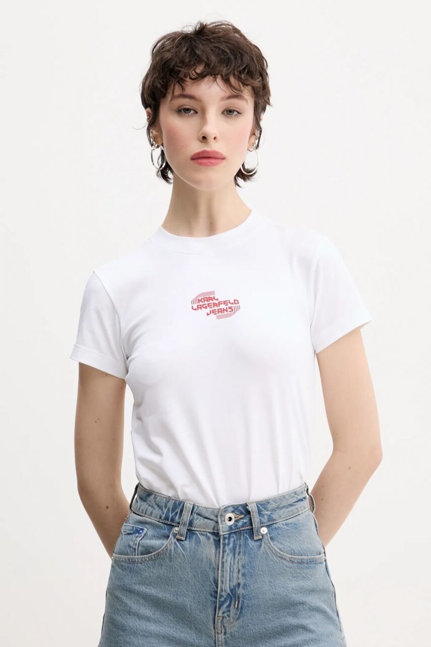 Tričko Karl Lagerfeld Jeans dámske, biela farba, A2W17027