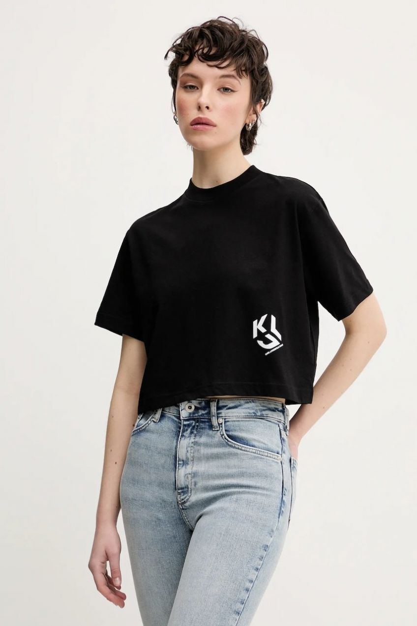 Tričko Karl Lagerfeld Jeans dámske, čierna farba, A2W17076