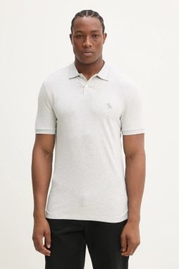 Bavlnené polo tričko Abercrombie & Fitch pánske, šedá farba, melanžové, KI124-5167