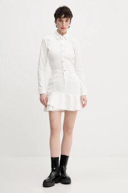 Rifľové šaty Karl Lagerfeld Jeans biela farba, mini, áčkový strih, A2W13046