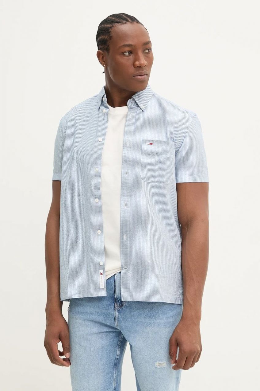 Bavlnená košeľa Tommy Jeans pánska, regular, s golierom button-down, DM0DM20891