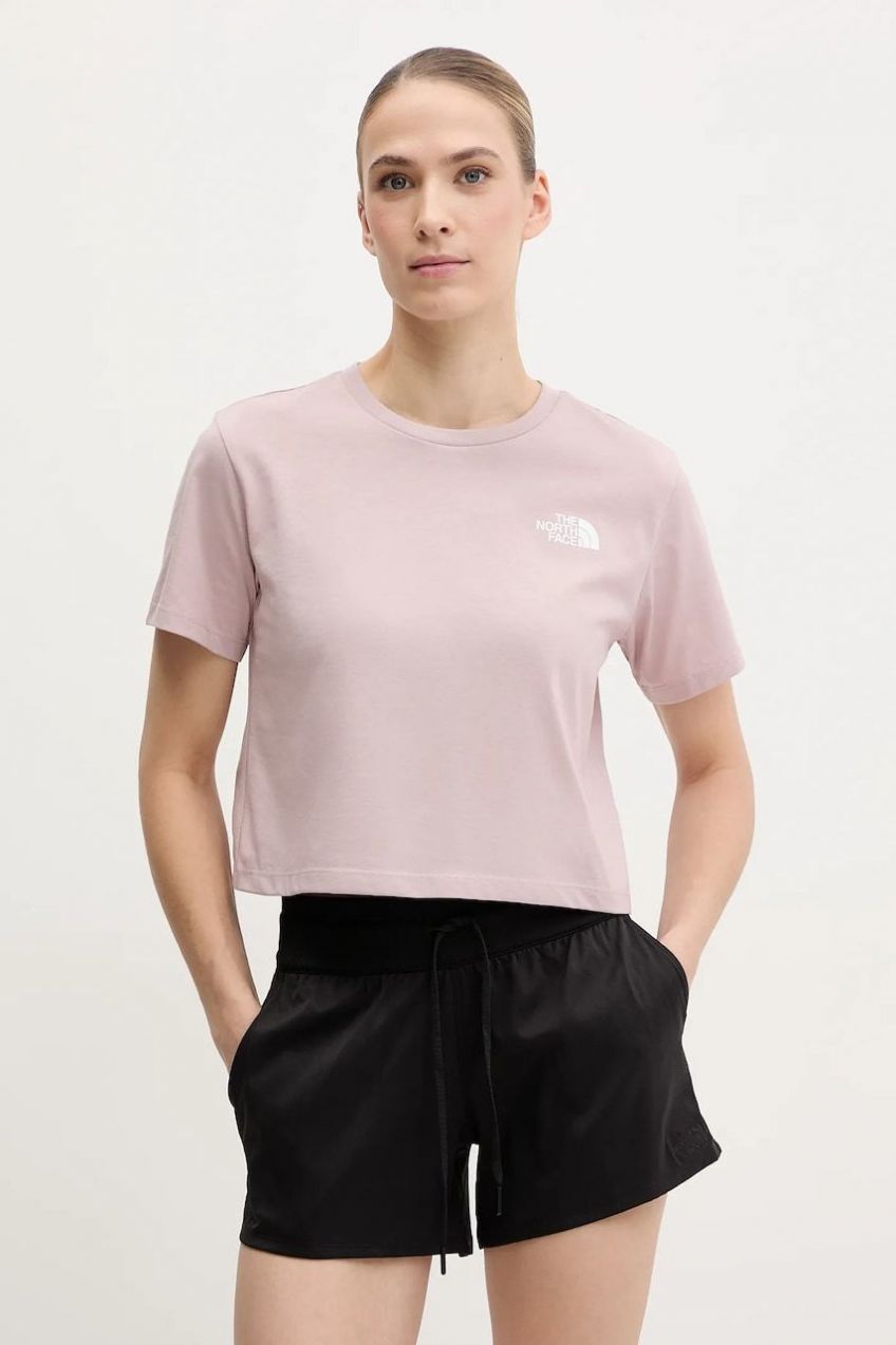 Tričko The North Face Simple Dome Cropped Slim dámske, oranžová farba, NF0A87U40SO1