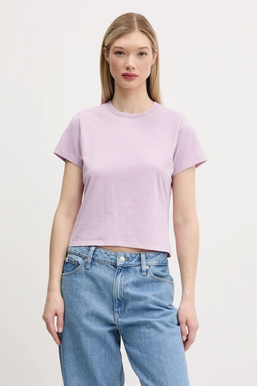 Bavlnené tričko Abercrombie & Fitch dámske, fialová farba, KI139-5308