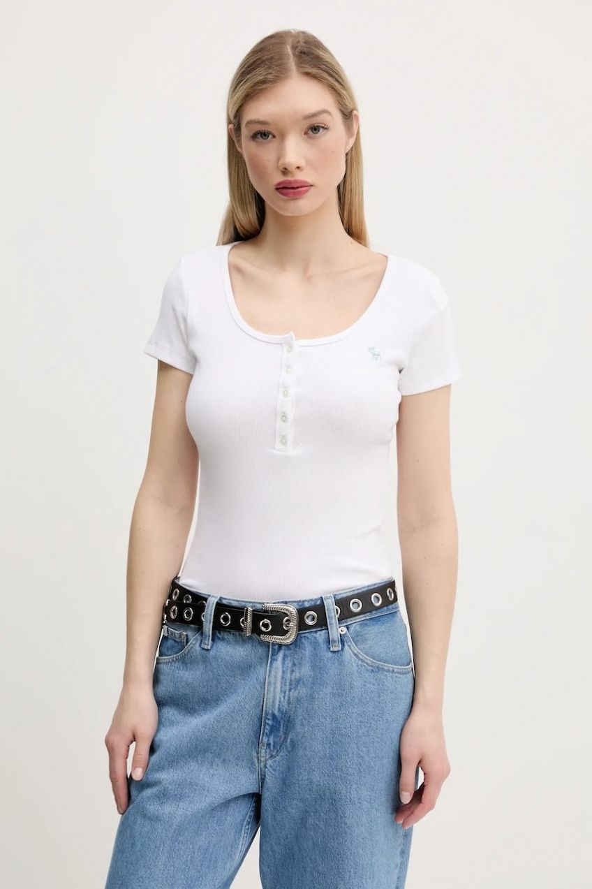 Tričko Abercrombie & Fitch dámske, biela farba, KI139-5271