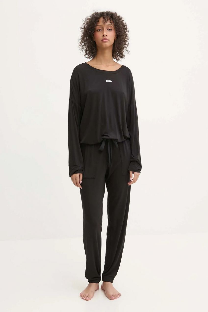 Pyžamo Dkny dámske, čierna farba, YI90044