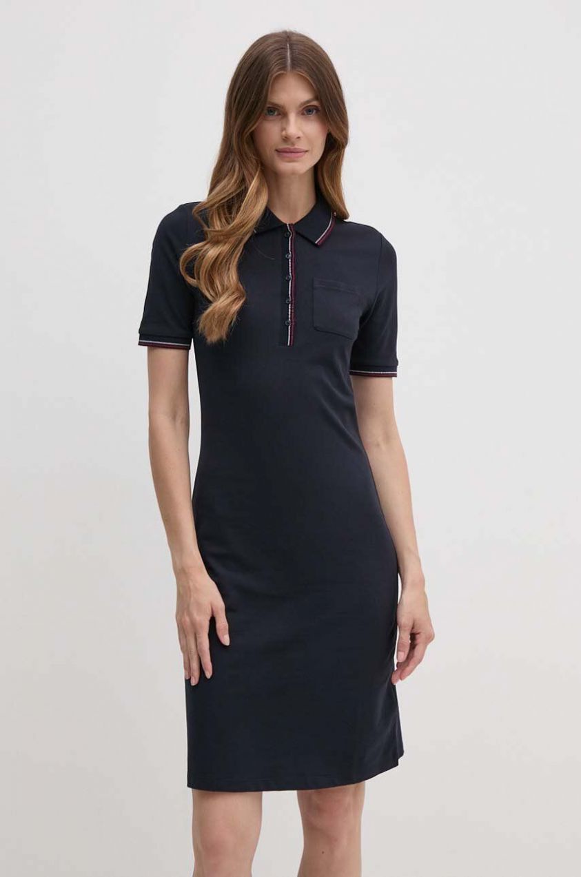 Šaty Tommy Hilfiger tmavomodrá farba, mini, priliehavé, WW0WW42114