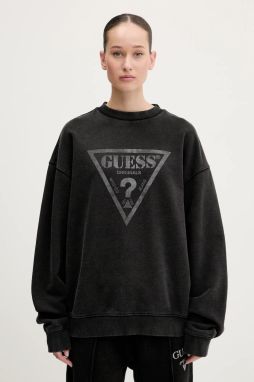 Bavlnená mikina Guess Originals dámska, čierna farba, s potlačou, M5GQ35 K68I4