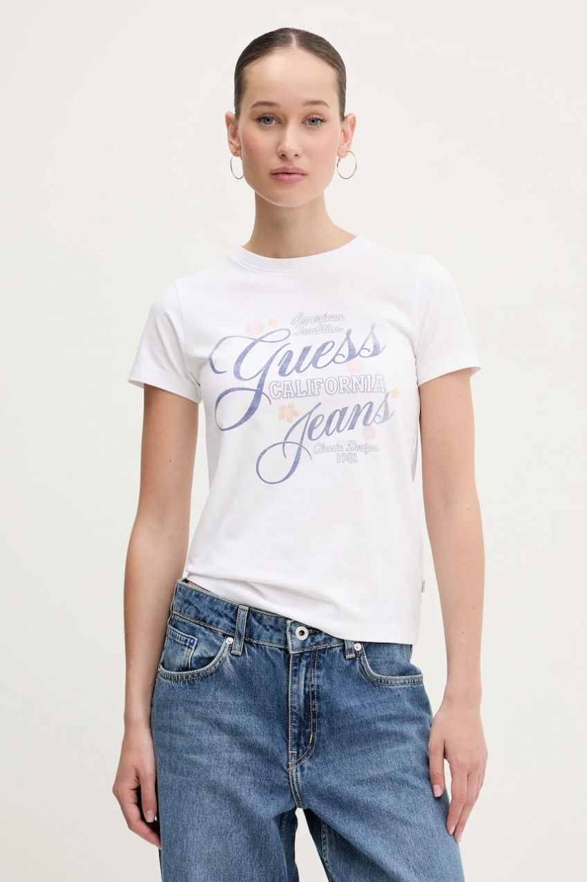 Tričko Guess Jeans dámske, biela farba, W5GI24 J1314