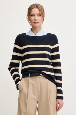 Bavlnený sveter Tommy Hilfiger dámsky, tmavomodrá farba, WW0WW44975