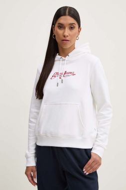 Mikina Guess Jeans dámska, biela farba, s kapucňou, s nášivkou, W4YQ12 KC811