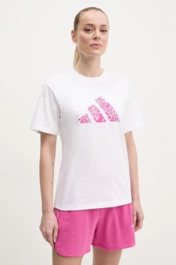 Bavlnené tričko adidas Camo dámske, biela farba, JN9107