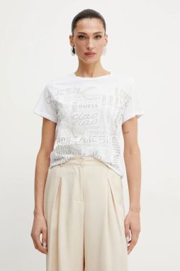 Bavlnené tričko Guess BELLA dámske, biela farba, W5GI46 K9RM1