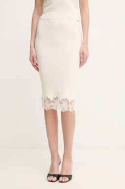 Sukňa Marciano Guess CANDICE béžová farba, midi, rovný strih, 5GGD17 5872Z