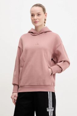 Mikina adidas ALL SZN dámska, ružová farba, s kapucňou, s nášivkou, JD4669