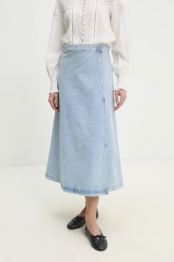 Rifľová sukňa Answear Lab midi, áčkový strih