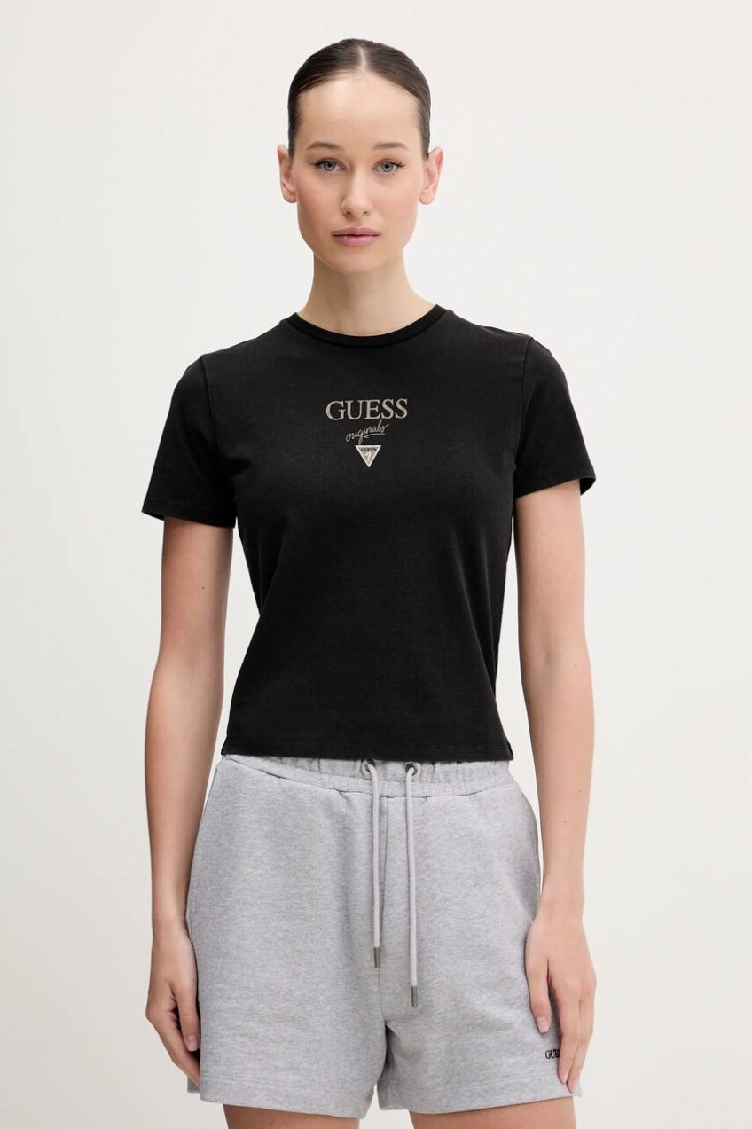 Bavlnené tričko Guess Originals dámske, čierna farba, W5GI56 J1314